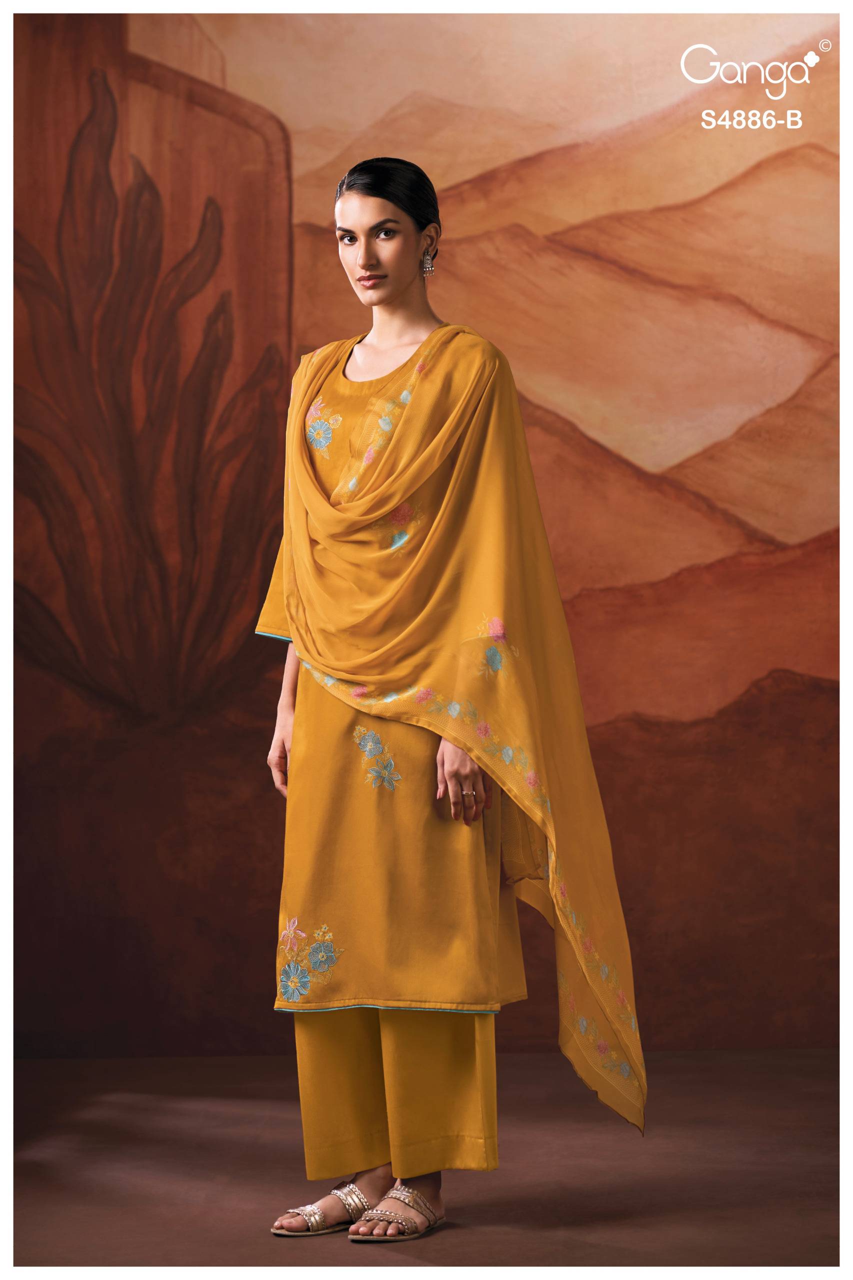 JELYIS 4886 SERIES BY GANGA FASHION Beautiful Colourful COTTON SATIN Dresses At Wholesale Price